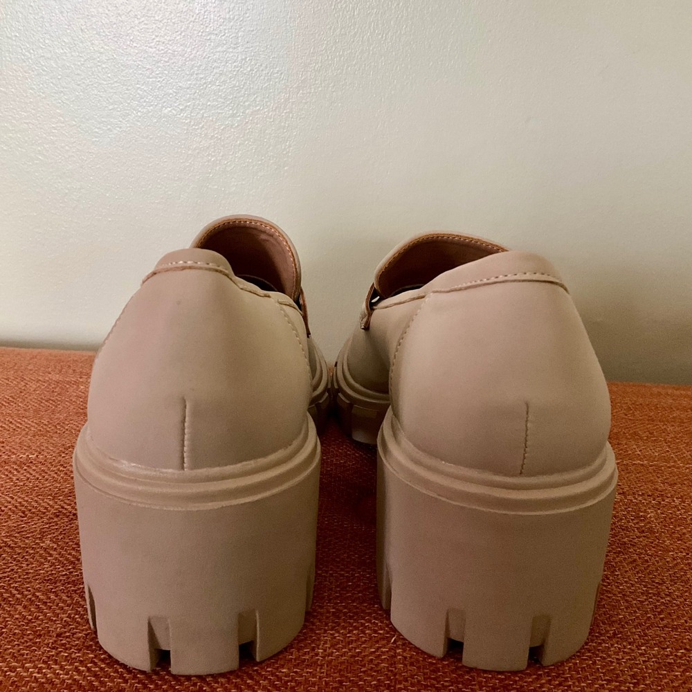 NWOT‎ Sincerely Jules Shoes Beige Chunky Platform Penny Loafers Block Heel 7.5 - Picture 7 of 14